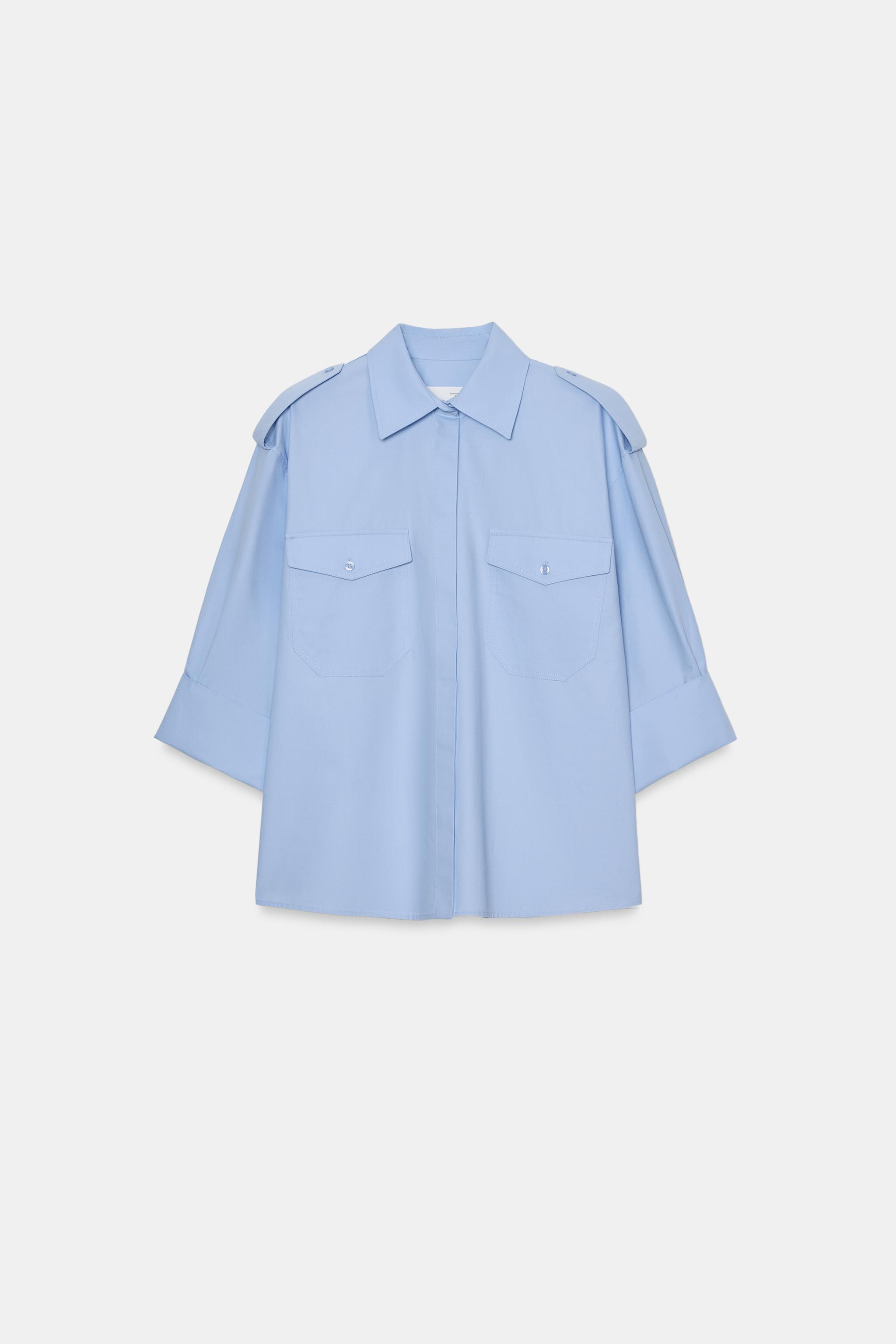 POPLIN SHIRT WITH POCKETS ZW COLLECTION